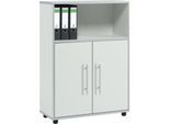 Schäfer Shop Select Kombischrank Moxxo IQ, Holz, 2 Flügeltüren, 1 offenes Fach, 3 OH, B 801 x T 362 x H 1115 mm, lichtgrau