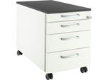 Schäfer Shop Select Rollcontainer 1233, 4 Schübe, Griff rund, weiß/graphit