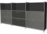 Highboard Toledo, 2 Schübe, 3 Fächer, 3 OH, Glastüren, B 2360 x T 380 mm, anthrazit