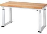 Arbeitstisch Serie adlatus 600, 1500 x 700 x 740-1140 mm, Buche-Massiv-Platte