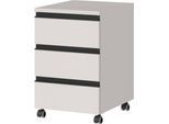 Rollcontainer Aalborg, 3 Schubladen, je 10 kg Traglast, Teilauszug, Metallgriff, feststellbar, B 400 x T 500 x H 630 mm, kaschmir