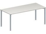 Schäfer Shop Genius Konferenztisch MODENA FLEX, Rechteck, 4-Fuß Rundrohr, B 1800 x T 800 x H 720-840 mm, lichtgrau/weißaluminium RAL 9006