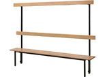 Schäfer Shop Select Sitzbank, für Umkleideräume, mit Rückwand, 7 Doppelhaken, B 1495 x T 310 x H 415 mm, schwarz