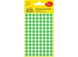 Avery Markierungspunkte 3592, wiederablösbar, 416 Stück, Ø 8 mm, grün