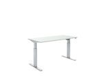 Schäfer Shop Select Schreibtisch, elektrisch höhenverstellbar, Rechteck, T-Fuß, B 1600 x T 800 x H 725-1195 mm, lichtgrau/alusilber