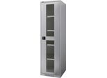 Schäfer Shop Genius Sichttürschrank FS, 5 OH, abschließbar, 4 Fachböden, bis 250 kg, B 545 mm, Stahl, weißaluminium RAL 9006/weißaluminium RAL 9006