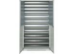 Schäfer Shop Genius Magazinschrank FS, 5 OH, abschließbar, 10 Fachböden, 2 Lochrasterplatten, bis 450 kg, B 1055 x T 520 x H 1950 mm, lichtgrau/lichtgrau