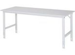Rau ESD-Arbeitstisch Tom, manuell höhenverstellbar, 28 mm Spanplatte mit Melaminbelag, bis 500 kg, B 2000 x T 800 x H 760-1080 mm, lichtgrau