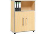 Schäfer Shop Select Kombischrank Moxxo IQ, Holz, 2 Flügeltüren, 1 offenes Fach, 3 OH, B 801 x T 362 x H 1115 mm, Ahorn-Dekor
