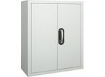 Magazinschrank, 830 mm hoch, 4 Böden, 24 Kästen, mit Türen, lichtgrau
