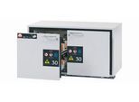 Sicherheitsunterbauschrank Typ 30 asecos UB-S-30, 2 Schubladen, Front Lichtgrau, B 1102 x T 574 x H 600 mm