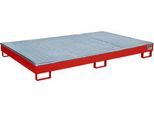 Bauer Regalwanne RW-GR 2200-1 PE, mit PE-Einsatz, mit Gitterrost, L 2165 x B 1315 x H 230 mm , feuerrot RAL 3000