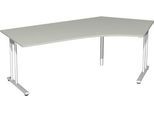 Winkelschreibtisch 135° PALENQUE, C-Fuß, Winkel rechts, B 2165 x T 800/1130 x H 720 mm, lichtgrau