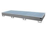 Bauer Regalwanne RW-GR 3600-3 PE, mit Gitterrost und PE-Einsatz, B 3262 x T 1312 x H 383 mm, bis 1000 l, Stahl lackiert, mausgrau