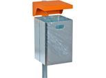 Abfallbehälter aus feuerverzinktem Stahlblech, ohne Ascher, Dreikantschloss, 40 Liter, B 310 x T 360 x H 600 mm, silbermetallic