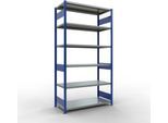 Schulte MULTIplus250 Steckregal, Grundregal, 6 Fachböden, bis 250 kg je Fachboden, werkzeuglos montierbar B 1300 x T 600 x H 2500, enzianblau/verzinkt