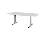 Schäfer Shop Select Besprechungstisch Planova Basic, Boot, T-Fuß, B 2000 x T 1000 x H 717 mm, lichtgrau/weißaluminium RAL 9006