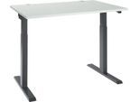 Schäfer Shop Select Schreibtisch ERGO-T 2.0, elektrisch höhenverstellbar, Rechteck, T-Fuß, B 1200 x T 800 x H 715-1205 mm, lichtgrau/anthrazit