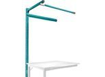 Aufbauportal m. Ausleger, Ansatztisch SPEZIAL Arbeitstisch/Werkbank UNIVERSAL/PROFI, 1250 mm, wasserblau