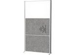 MAUL Stellwandsystem MAULconnecto, 2 x Akustikvlies dunkel, 1 x Whiteboard, Klettverbindung, Standfuß, H 1800 x B 1000 mm, silber