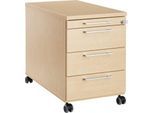Rollcontainer 1333, 3 Schübe & 1 Utensilienauszug, abschließbar, eckige Griffe, Holz/Stahl/Kunststoff, B 434 x T 800 x H 613 mm, Ahorn-Dekor