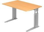 Schreibtisch TARVIS, C-Fuß, Rechteck, B 1200 mm, Gestell silber, höhenverstellbar, Buche