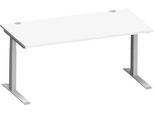 Schäfer Shop Genius Schreibtisch MODENA FLEX, C-Fuß-Rechteckrohr, B 1600 x T 800 mm, weiß/weißalu