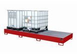 Auffangwanne AW 1000-3, für 3 IBC-Container à 1000 l oder 10 Fässer à 200 l, L 3850 x B 1300 x H 340 mm, unterfahrbar, feuerrot