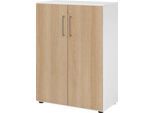 Schränke Breno, 3 OH, abschließbar, 28 kg je Boden, B 800 x T 420 x H 1100 mm, weiß/Eiche