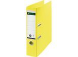 LEITZ® Ordner Recycle, DIN A4, Rückenbreite 80 mm, 180°-Hebelmechanik, Rückenschild & Griffloch, zu 100 % recycelbar, gelb