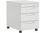 Schäfer Shop Select Rollcontainer LOGIN, 3 Schubladen, 1 Utensilienauszug, Zentralverriegelung, B 432 x T 580 x H 595 mm, lichtgrau