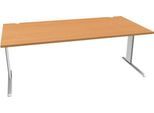 Schäfer Shop Pure Schreibtisch PLANOVA BASIC, Rechteck, C-Fuß, B 2000 x T 1000 x H 717 mm, Buche/weiß + Kabelkanal