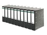 Schäfer Shop Select Doppelordner, für Format 2 x A5, Rückenbreite 80 mm, Qualitäts-Hebelmechanik, Rückenschild & Griffloch, Wolkenmarmor/schwarz, 10 Stück