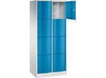 C+P Schließfachschrank Resisto, 2 Abteile, 8 Fächer, B 772 x T 540 x H 1950 mm, Lichtgrau/Lichtblau