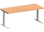 Schäfer Shop Genius Schreibtisch MODENA FLEX, C-Fuß-Rechteckrohr, B 1800 x T 800 mm, Buche/weißalu