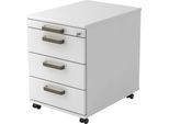 Rollcontainer TOPAS LINE, 3 Schübe, 1 Utensilienauszug, abschließbar, weiß/weiß, T 580 mm