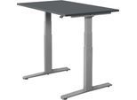 Schäfer Shop Select Schreibtisch SET UP, elektrisch höhenverstellbar, Rechteck, T-Fuß, B 1200 x T 800 x H 645-1290 mm, graphit/weißaluminium