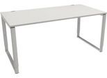 Schäfer Shop Genius Schreibtisch Modena Flex, höheneinstellbar, Rechteckform, Bügelfuß, Breite 1600 mm, lichtgrau