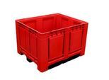 Palettenbox Big Box 680 l, B 1200 x T 1000 x H 790 mm, geschlossen, rot, 3 Kufen