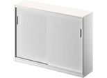Schäfer Shop Genius Schiebetürenschrank TETRIS SOLID, 3 OH, Mitteltrennwand, B 1600 x T 413 x H 1170 mm, weiß/weißalu