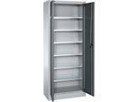 Schäfer Shop Select Materialschrank MSI 2409, Stahl, 6 Fachböden, B 950 x T 400 x H 1935 mm, weißaluminium/anthrazitgrau