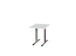 Schäfer Shop Select Besprechungstisch Planova Basic, Quadrat, T-Fuß, B 800 x T 800 x H 717 mm, lichtgrau/weißaluminium RAL 9006