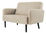 Zweisitzer Sofa meet by Paperflow LISBOA, Stoffbezug elfenbeinfarben, Fußgestell schwarz, B 1240 x T 815 x H 830 mm