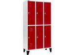 Schäfer Shop Select Kleiderspind, mit 3 x 2 Abteilen, 300 mm, mit Füßen, Drehriegelverschluss, Tür rubinrot