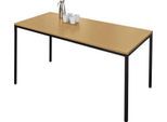 Schäfer Shop Pure Stahlrohrtisch, Rechteck, Quadratrohrfuß, B 1400 x T 700 x H 720 mm, Buche/schwarz