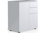 Kommode Dalosa, 4 Fächer & 2 Schübe, Tür, B 700 x T 390 x H 770 mm, Holz, weiß