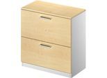 Schäfer Shop Genius Hängeregistraturschrank TETRIS SOLID, 2 OH, B 800 mm, abschließbar, mit Abdeckplatte, Ahorn-Dekor/weißalu