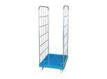 Rollbox, 2-seitig, Kunststoffbodenplatte, 724 x 815 x 1850 mm, dunkelblau (RAL 5012)