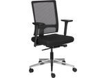 Schäfer Shop Select Bürostuhl NET MATIC, mit Armlehnen, Auto-Synchronmechanik, Muldensitz, Netzrücken, schwarz/alusilber