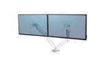 Fellowes Dual Monitorarm Platinum, für 2 Displays bis 32″ & bis 8 kg, schwenk- & neigbar, um 360° drehbar, 2 USB-Ports, Kabelmanagement, weiß